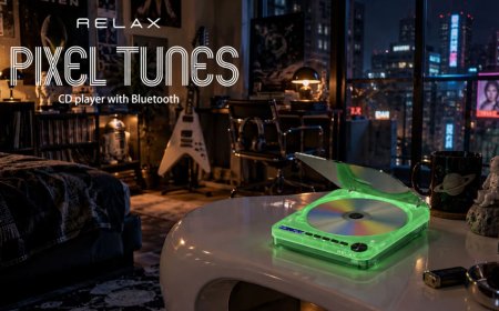 Portable Bluetooth CD player has a glow-in-the-dark transparent green finish, modern features