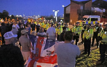 Twelve people arrested after anti-migrant protest at seaside town