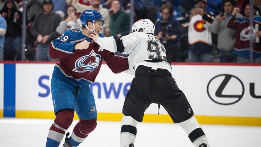 Avalanche forward Nathan MacKinnon scores a pair then drops gloves, might be the best player in the world