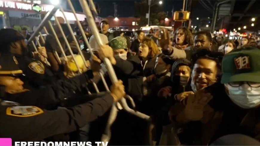 Video: Mask-Clad Anti-ICE Agitators Clash With Police In NYC Following Shooting, Arrest of Criminal Illegal Alien