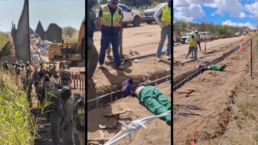 Watch: Deranged Liberal Tries To Chain Herself To Rebar Amid Border Wall Construction